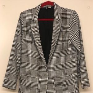 H&M DIVIDED HOUNDSTOOTH JACKET GREY SIZE 8